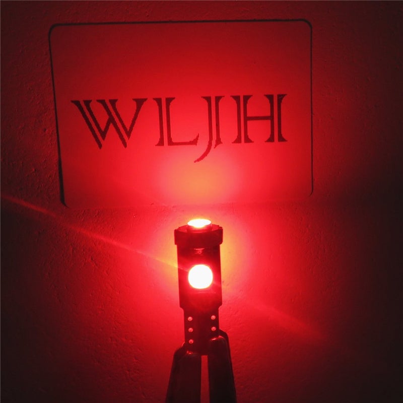 WLJH 6pcs Canbus Error Free T5 74 37 27 17 2721 3030SMD Led Dash Lights Bulbs Gauge Cluster Dashboard Instrument Panel Light Lamps Bulb Twist Lock Socket (Red) - Image 5